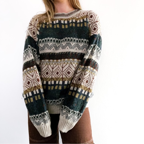 JARGON Vintage 90s Knit Cosby Sweater • Size L • Made in Korea - Picture 3 of 9